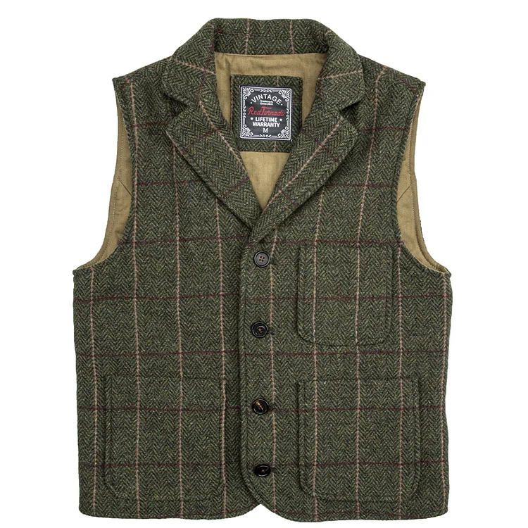 TIMSMEN Vintage Classic Tartan Wool Lapel Vest