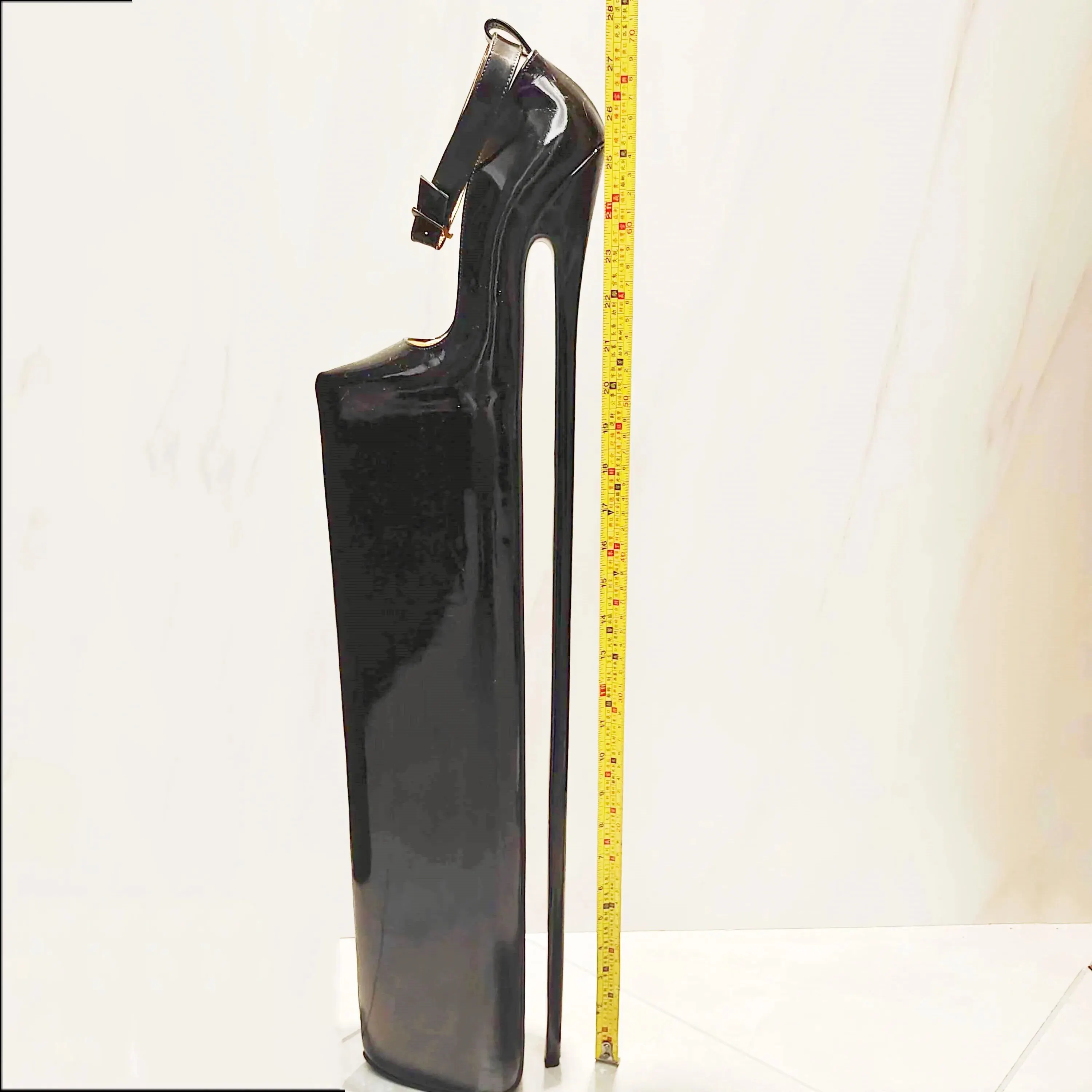 VCshoes 25.6in Heel Height Genuine Leather Pointed Toe Stiletto Heel Platform Pumps High Heels