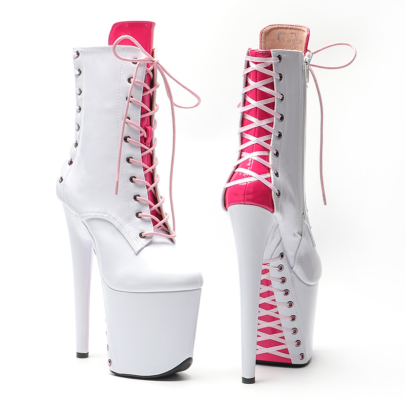 VCshoes 20CM/8inches Patent PU Pole Dancing Shoes High Heel Platform Boots Pole Dance Boots