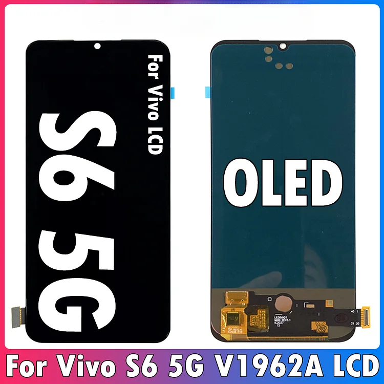 OLED 6.44" For Vivo S6 5G LCD V1962A V1962BA Screen Touch Digitizer Assembly Replacement S6 5G Display Parts 100%Tested
