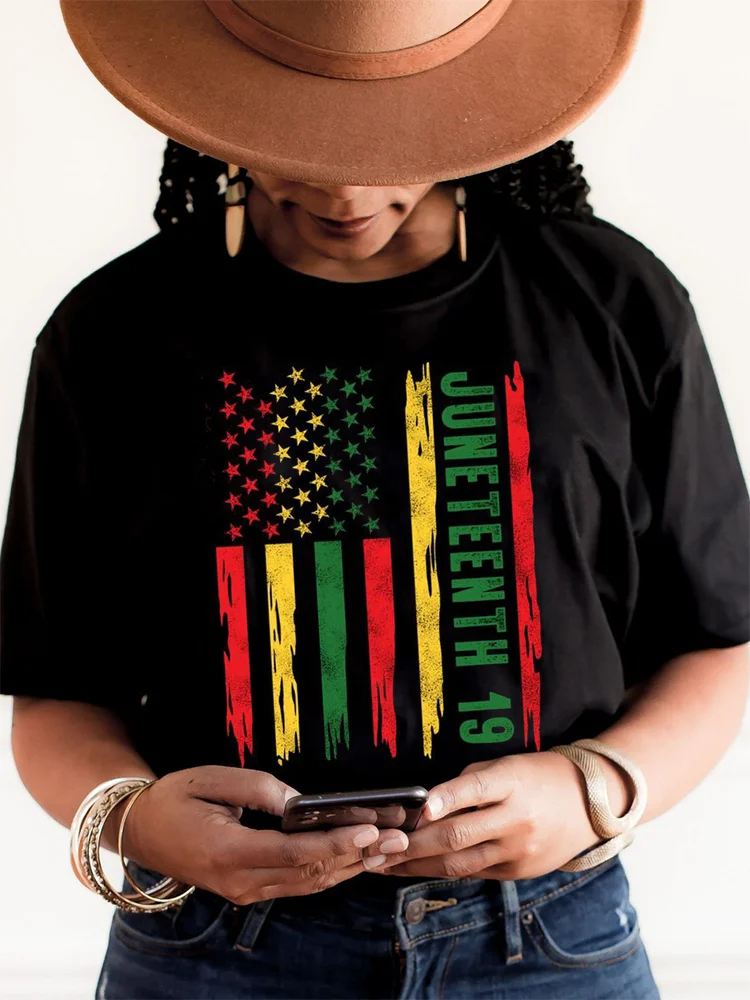 Juneteenth Inspired Flag Graphic T Shirt