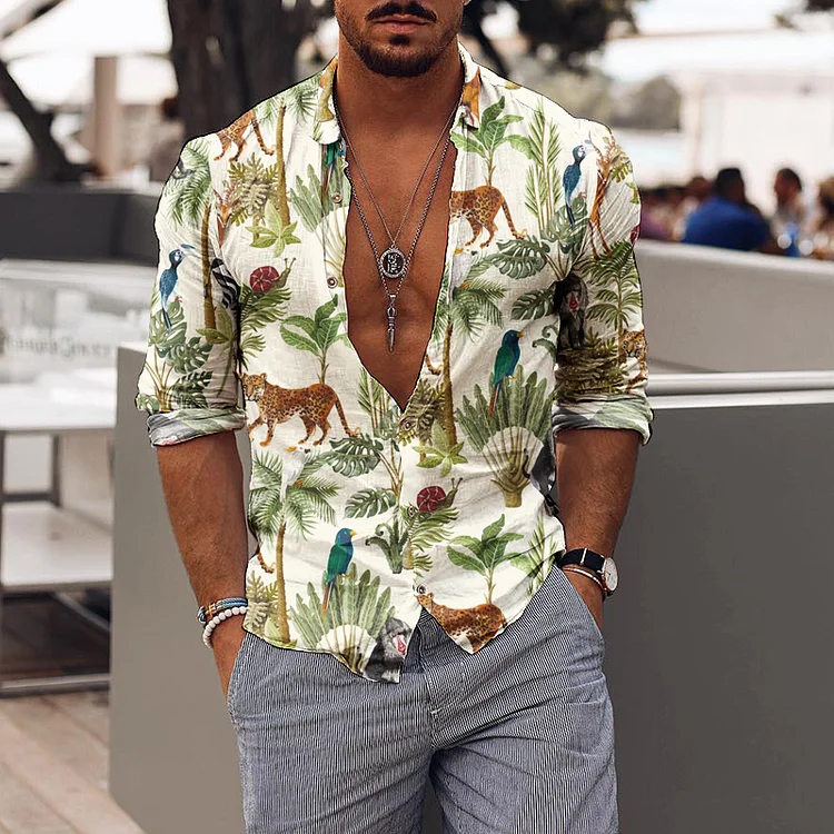 Casual Holiday Floral Print Mens Shirt