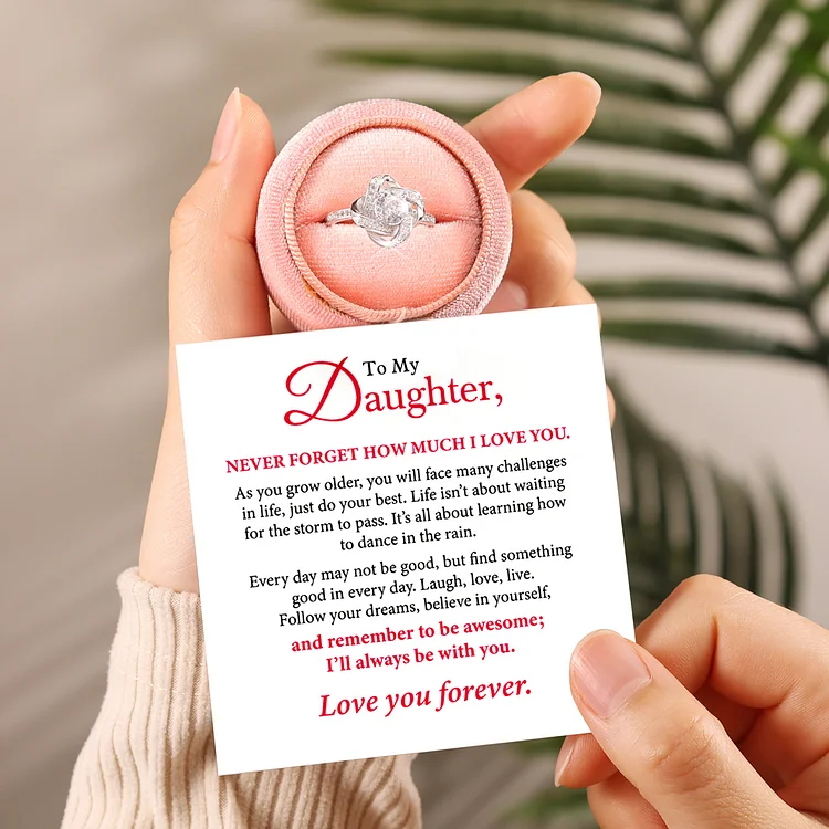 To My Daughter, I Love You Forever Knot Ring with Exquisite Gift Box