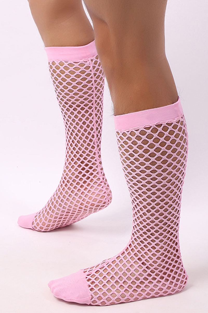 Men S Hollow Out Fishnet Knee High Stockings