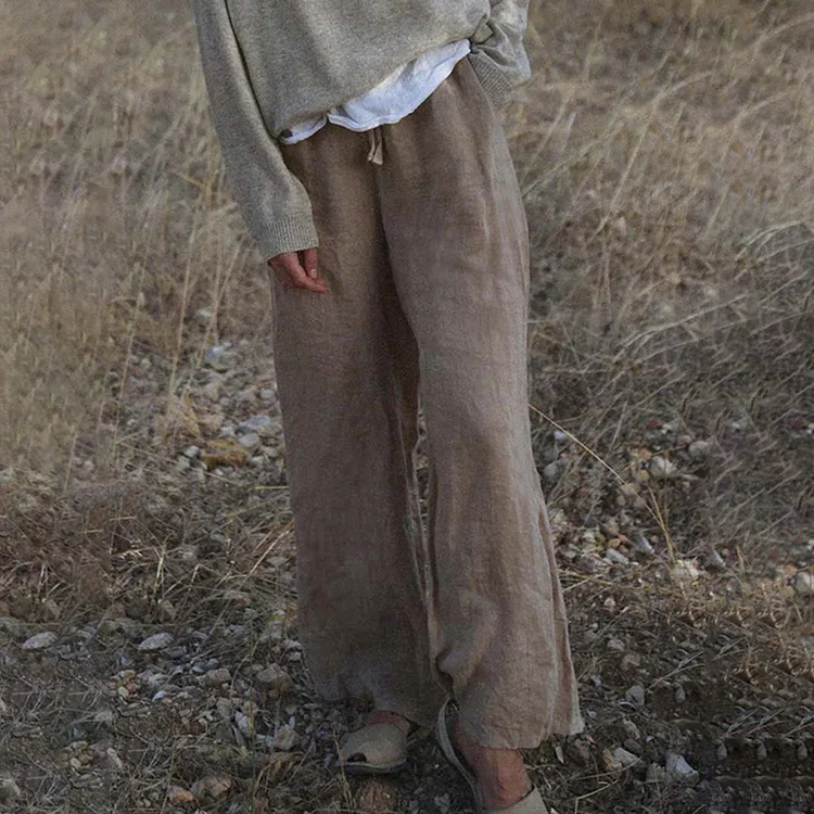 Women's Pocket Casual Cotton Linen Comfy Pants