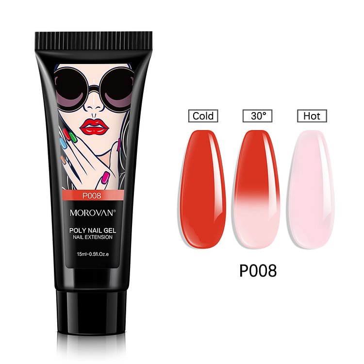 Morovan Temperature Color Changing Orange Poly Nail Gel P008