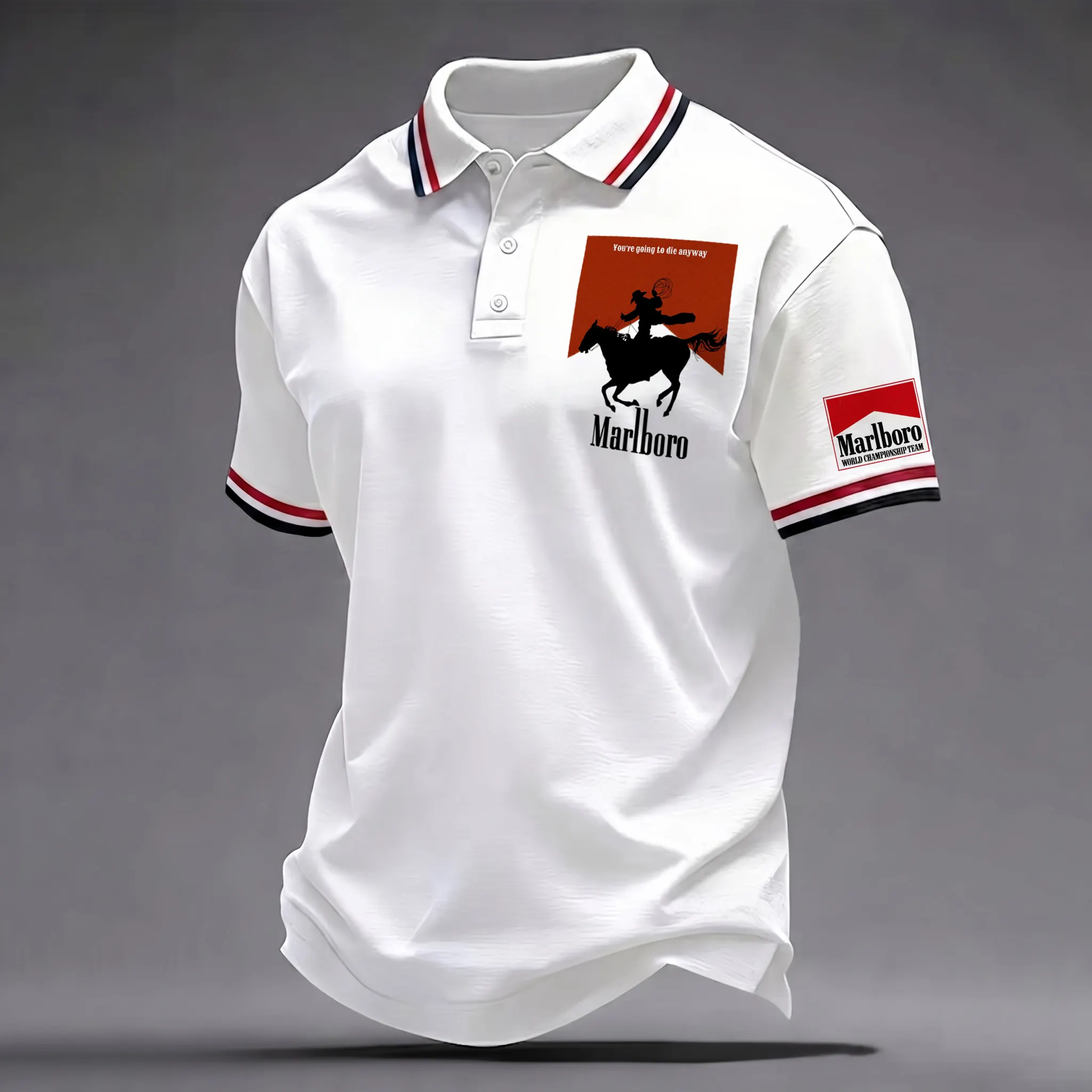 Men's Western Cowboy Iconic Graphic Print Polo Shirt
