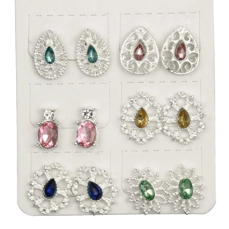 Wholesale Cheap Jewelry Simple Vintage Classic Bohemia Alloy 6 Pieces Earrings Set Water Flower