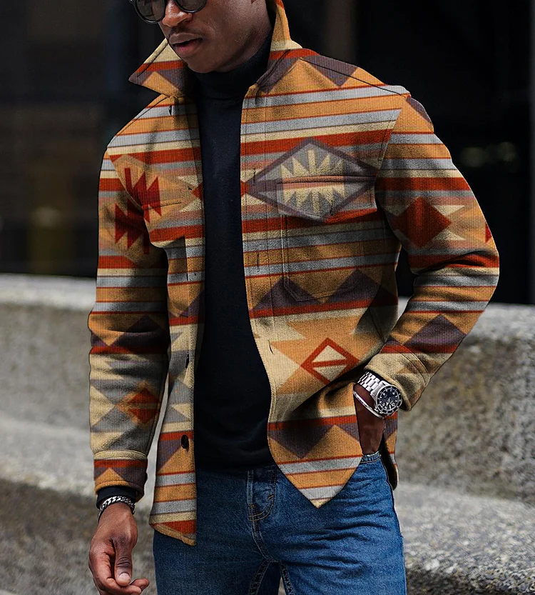 Men's Long Sleeve Casual Vintage Jacket-13-9