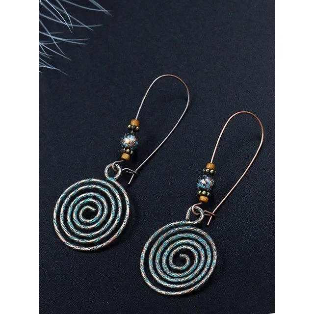 Womens Vintage Round Alloy Hollow Earrings