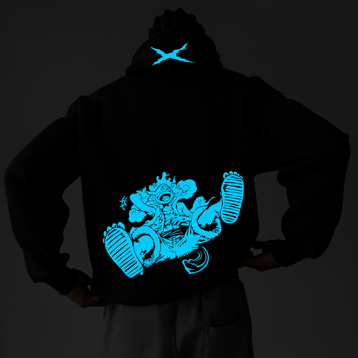 Luminous Anime-Inspired Print Casual Hoodie