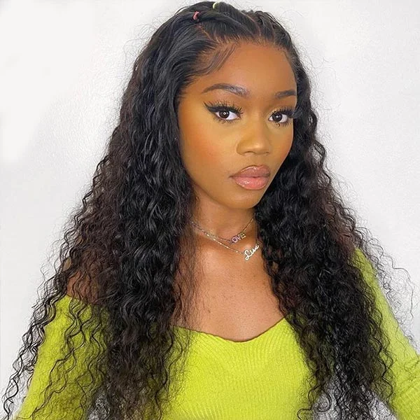 Bleached Knots 13X4 Lace Frontal Deep Wave Wig Preplucked Natural Hairline