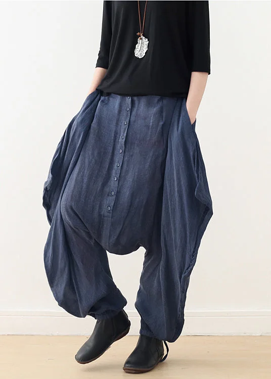2019 original design black women's cotton and linen oversized wide-leg pants