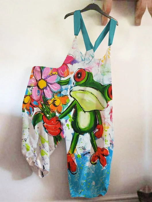 Casual frog print Jumpsuit Overalls