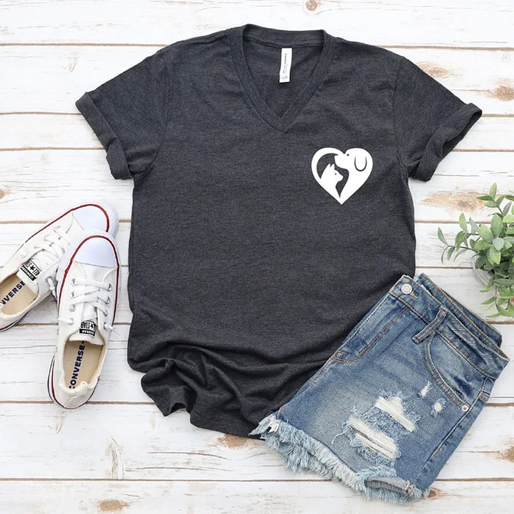 V-neckCat and Dog Shirt