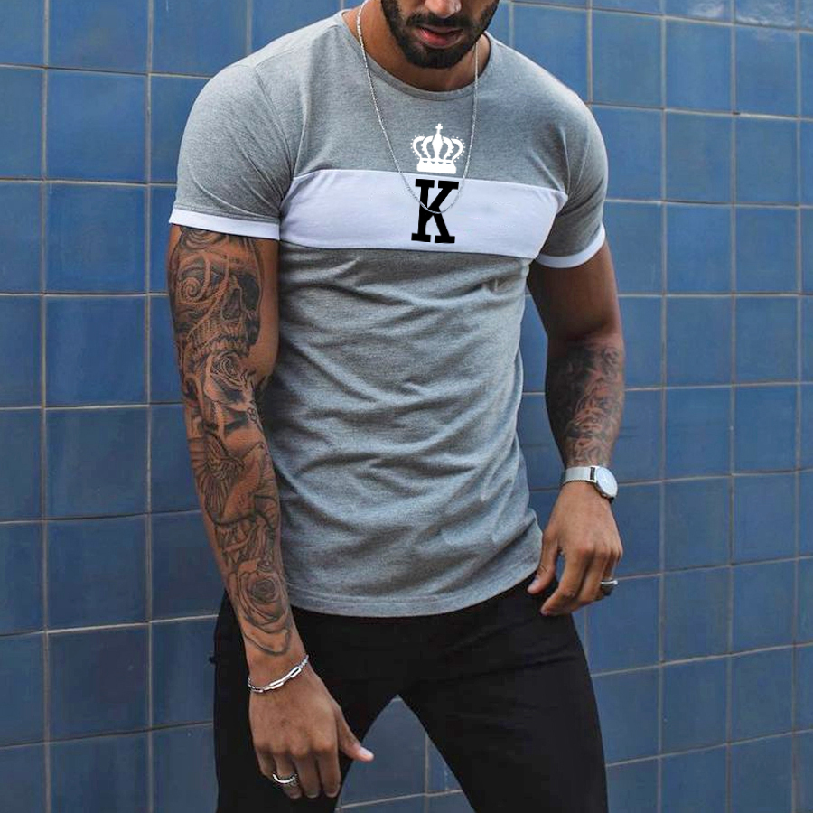 Fashion Color Matching Crown Poker Print T-shirt