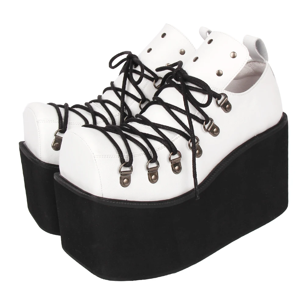 VCshoes Woman Lolita Gothic Street Style Shoes Lady High Heels Wedges Pumps Women Party Dark Shoes Square Toe Rivets 550