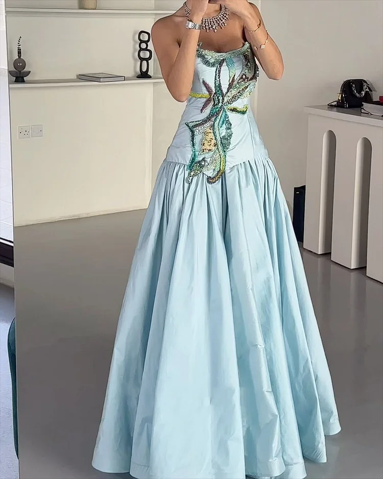 Women's Tube Top Embroidery Dress