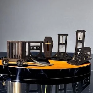 pornhint Pornhint HandMade 1:6 12 18 scale Miniature instrument of torture,French Guillotine,Prison Cage with Wheels,Pillory and Stocks,Guillotine, Coffin
