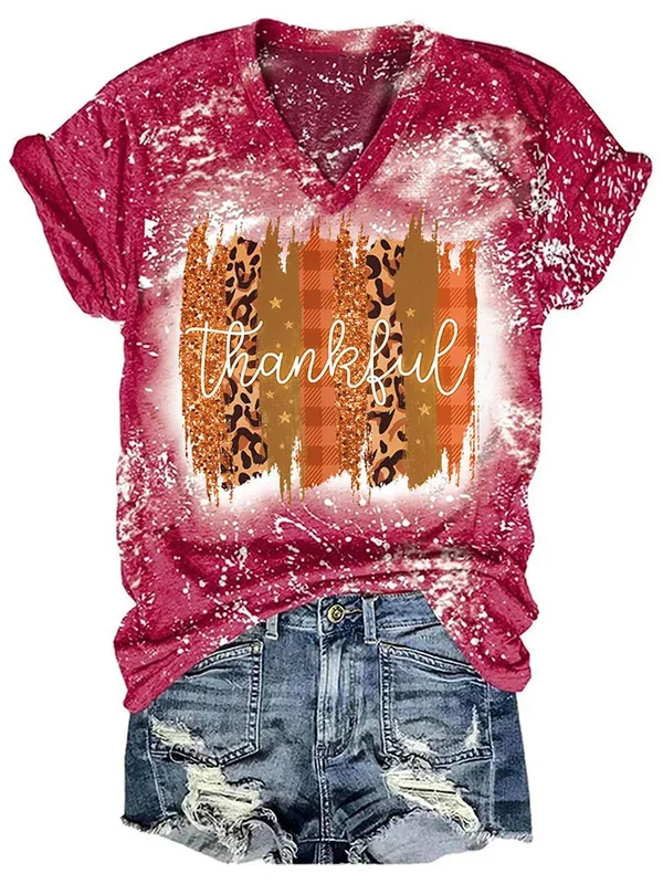 Thankful Tie-Dye Print Short-Sleeve T-Shirt