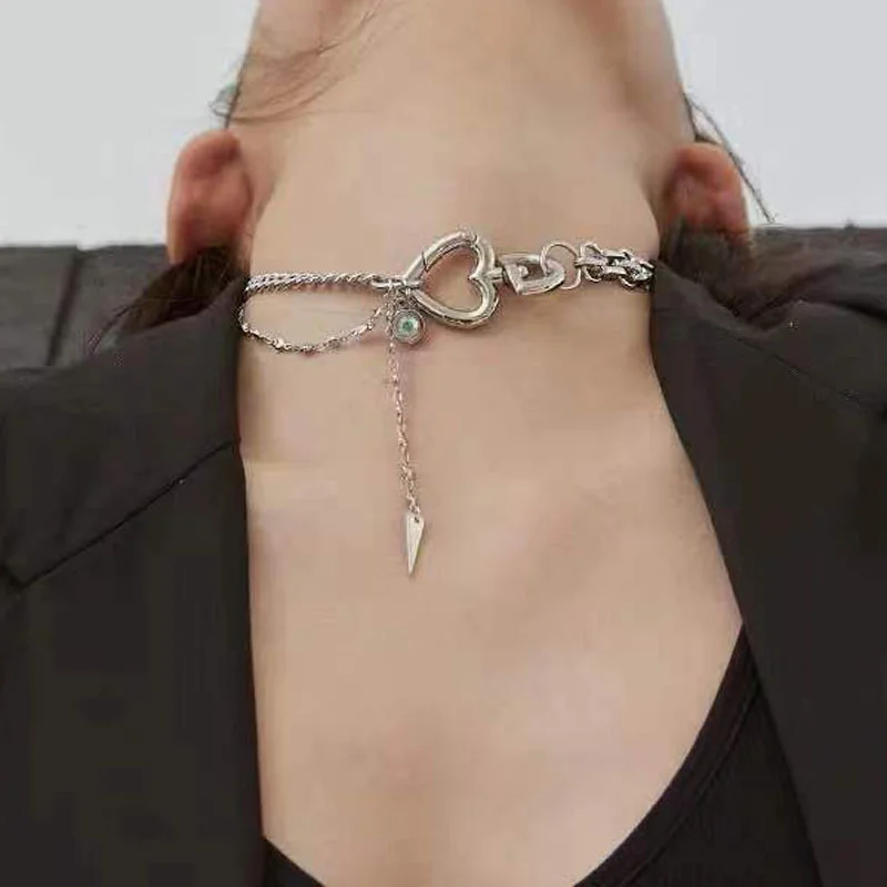 Metal thick chain love necklace