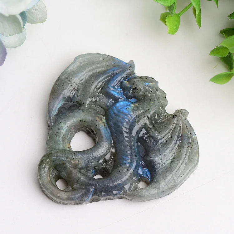 3.0" Lavradorite Dragon Crystal Carving