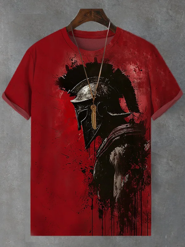Men's Retro Spartan Warrior Armour Art Print Casual T-Shirt