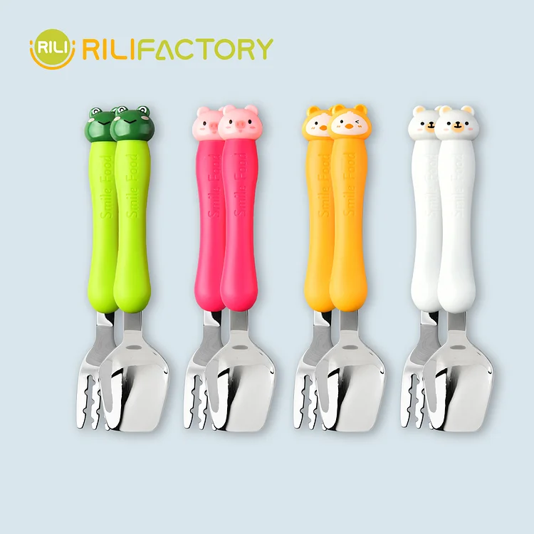 Cartoon Cutlery -Frog/Bear/Chicken/Pig (Fork & Spoon Set) Rilifactory