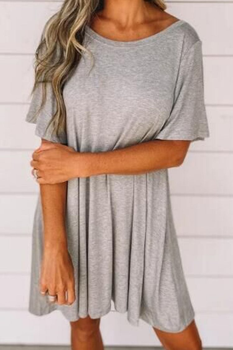 Fashion Casual Solid Backless O Neck A Line Dresses - Life is Beautiful for You - SheChoic