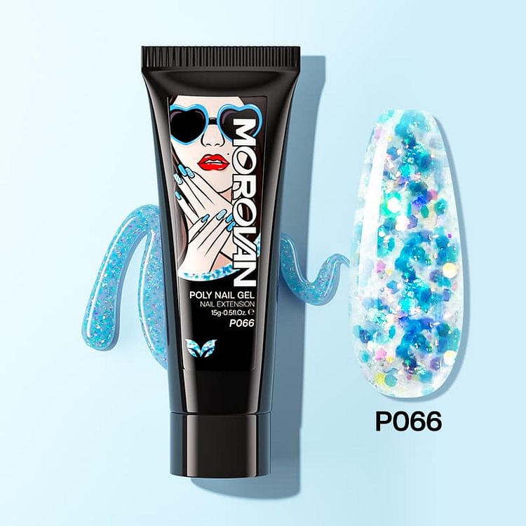 Blue Platinum Glitter Poly Nail Gel