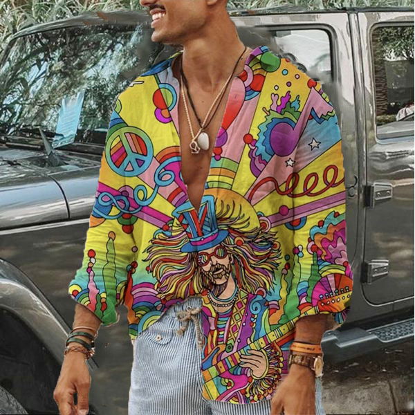 Men's Fashion Printed Long Sleeve Shirt