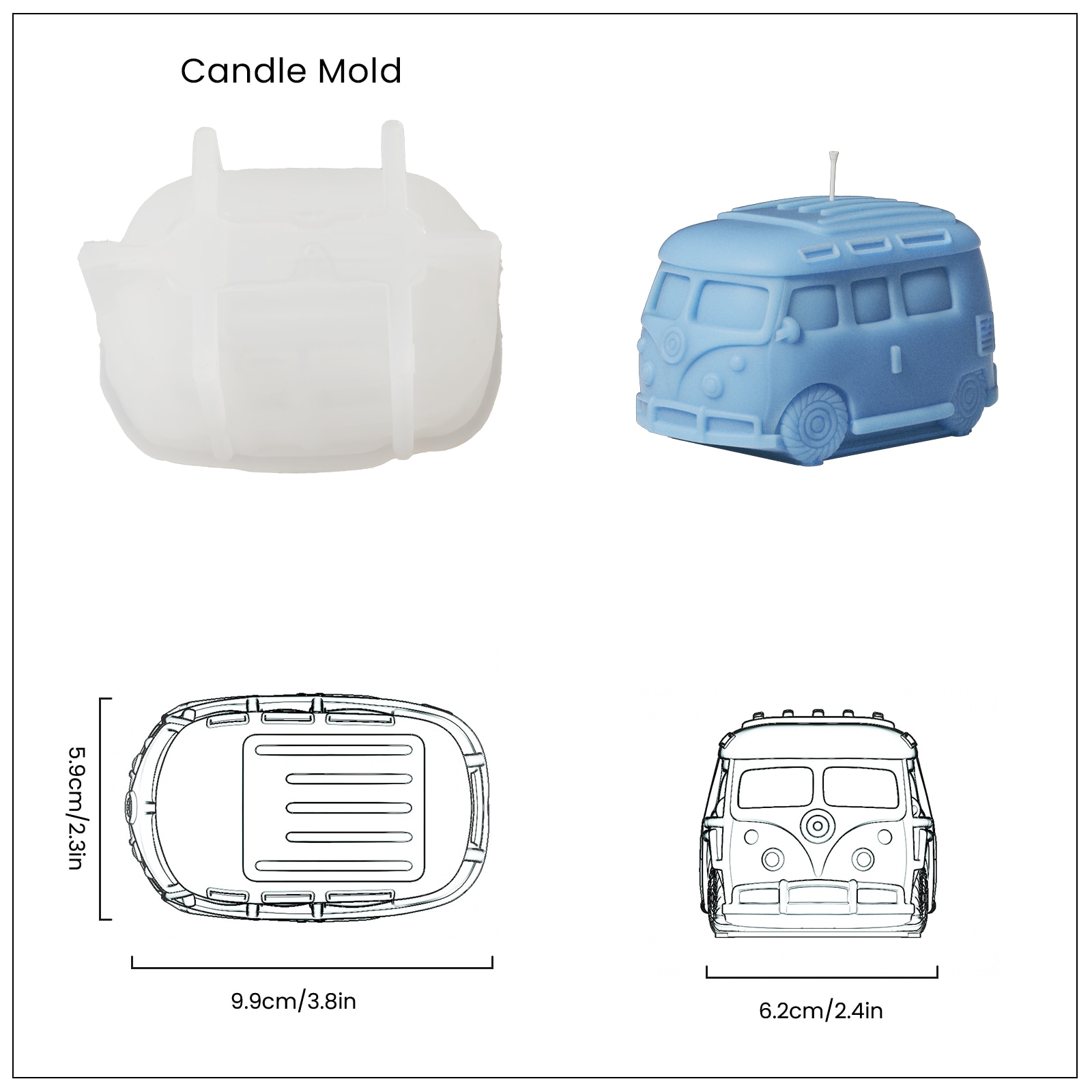 Van Bus Candle Mold Retro Italian Vintage Car Candle Making Handmade Home Decorative Ornament Silicone Mold
