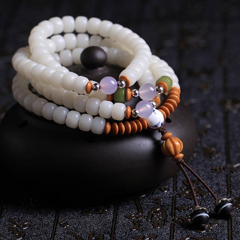 Tibetan Camel Bone 108 Mala Beads Bracelet / Necklace
