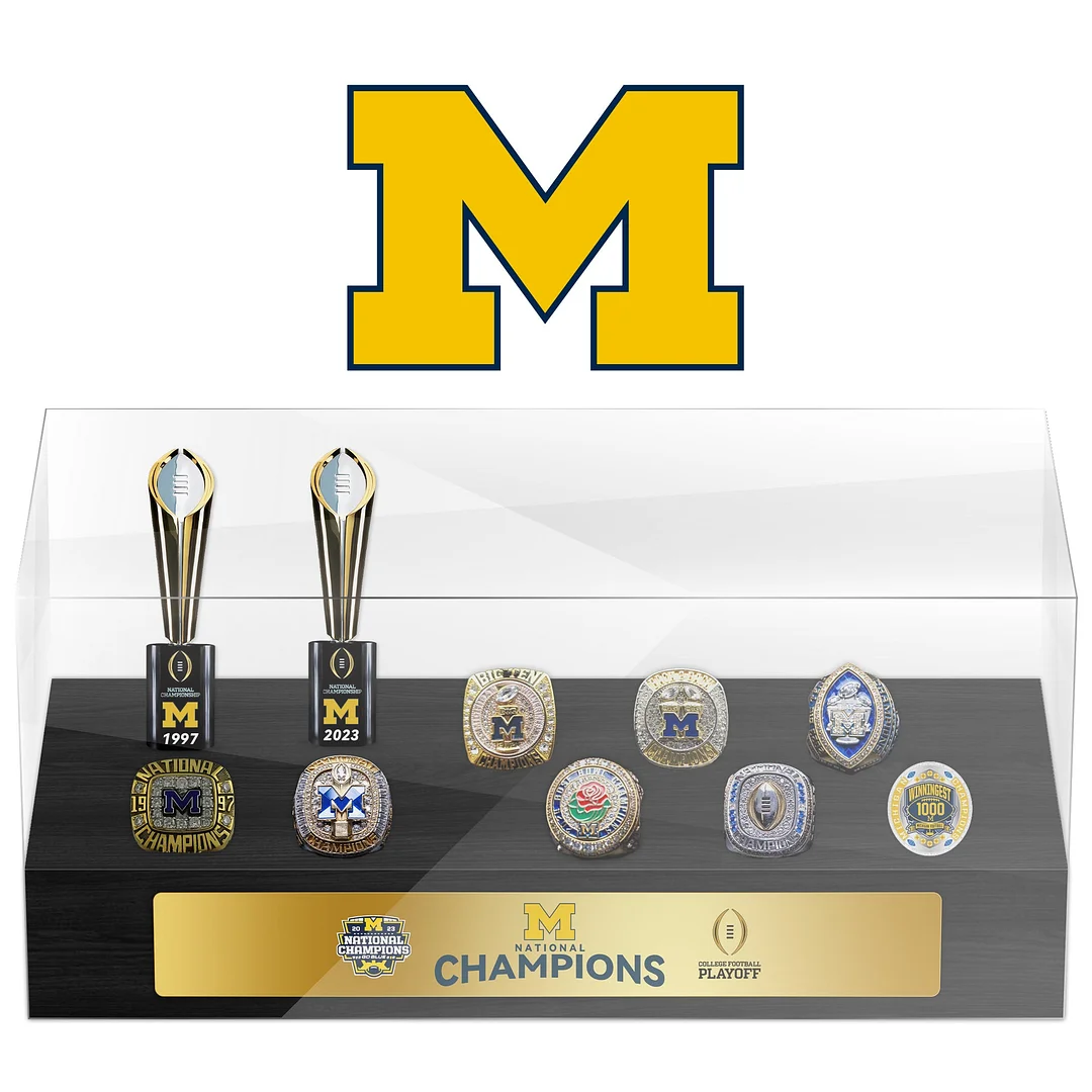 Michigan Wolverines College  National Championship NCAA  Trophy Ring Display Case 2+8-Official Version