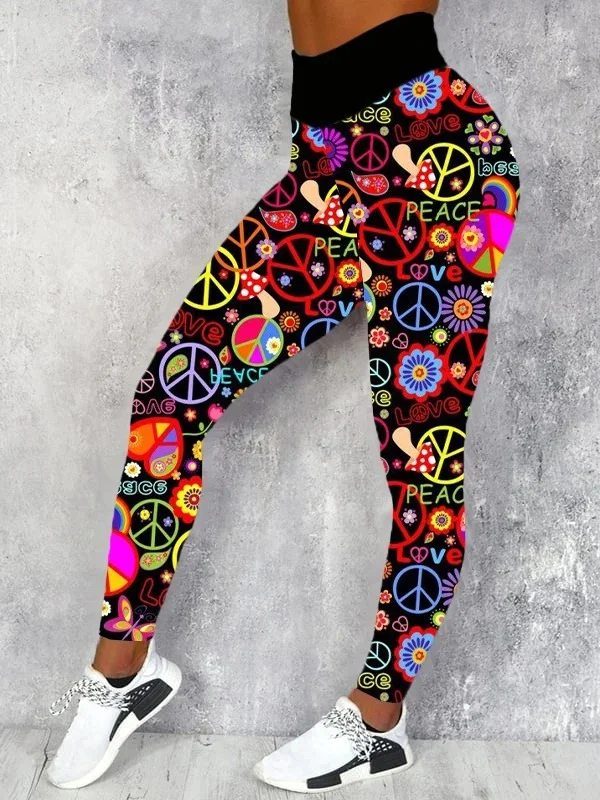 Women's Floral Hippie Print Leggings
