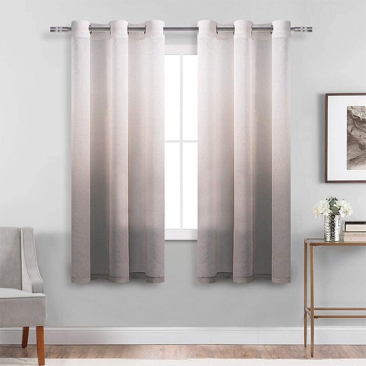 Light Brown Indoor Sheer Curtains Gradient For Living Room 1Pcs-ChouChouHome