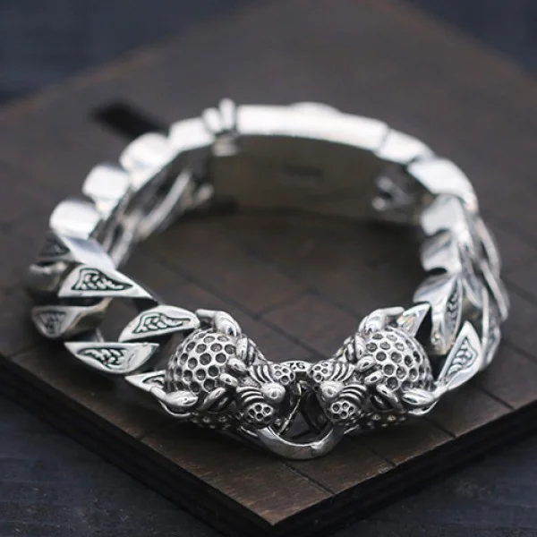 Sterling Silver Leopard Curb Chain Bracelet