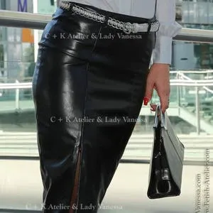 pornhint Pornhint C+K leather skirt, PVC skirt, 60ies-style with slit, pencil skirt, super shiny, new handmade