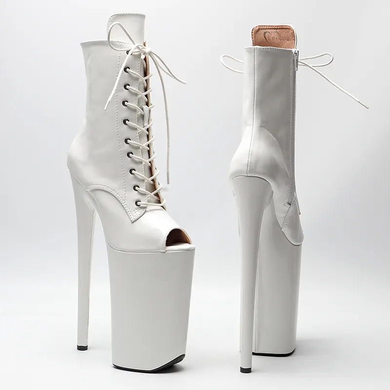 VCshoes 26CM/10inches Patent Leather Exotic Extreme High Heel Platform Party Open Toe Shoes Pole Dance Boot 3B