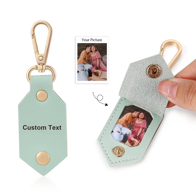 Personalized Photo Keychain Customized with Text Leather Keyring Couple Keychain Gift for Him/her