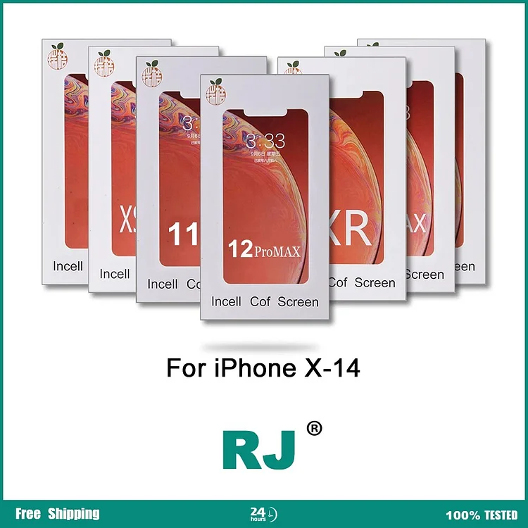 RJ LCD Display For iPhone X XS XR 11 11ProMax 12 12Pro 12proMax 14 Touch Screen Digitizer Assembly Support True Tone