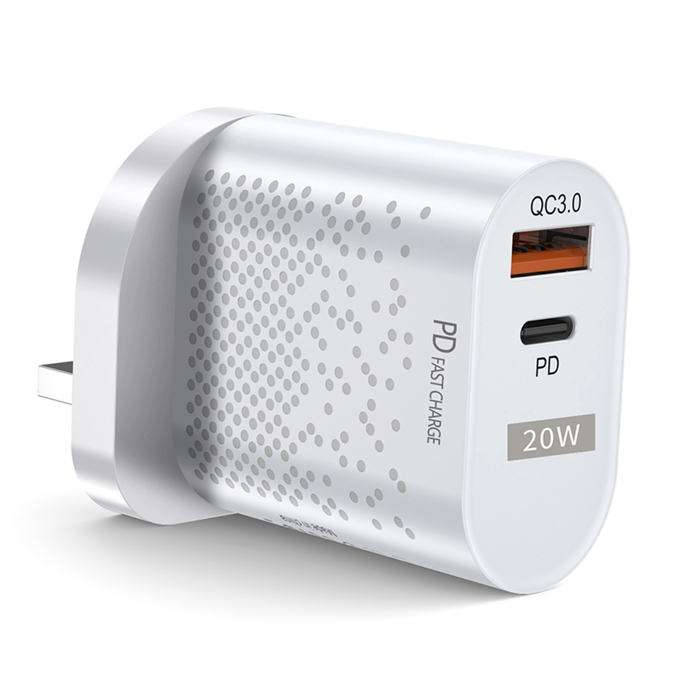 2 Port Fast Charging PD 20W QC 3.0 USB-A+Type-C Phone Charger US/EU/UK Plug, Black uk, 501 Original
2 Port Fast Charging PD 20W QC 3.0 USB-A+Type-C Phone Charger US/EU/UK Plug, Black uk, 501 Original