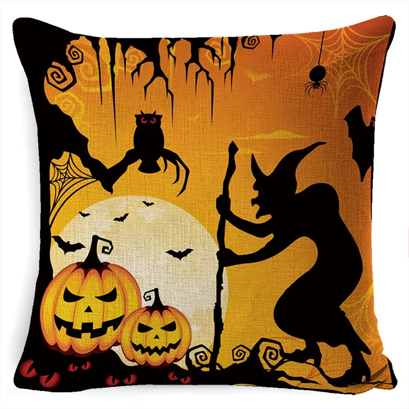 Skull Black Cat Bat Halloween Pattern Pillowcase