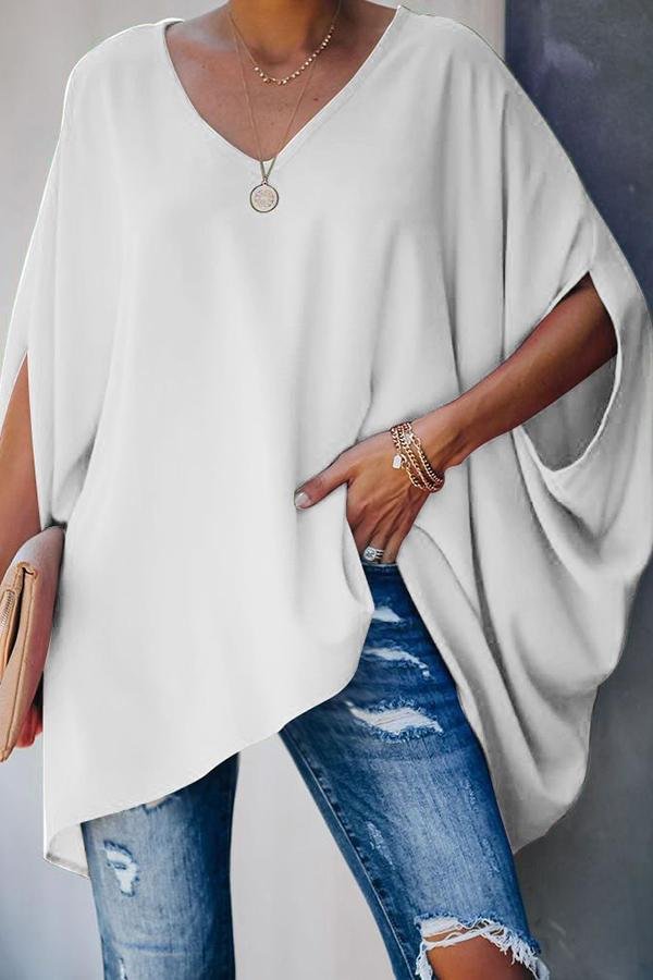 Solid Color Batwing Sleeve T-shirt (4 Colors) P14943