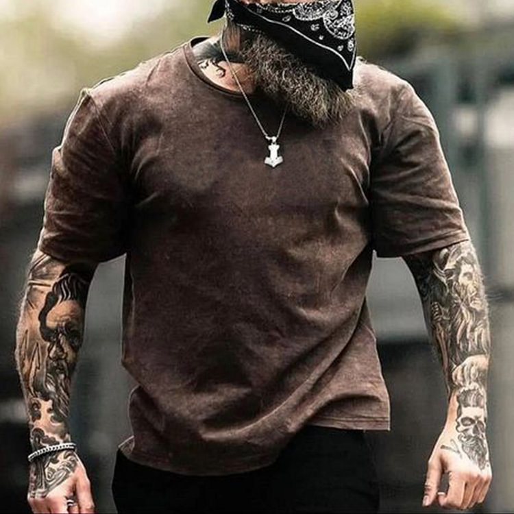 Men's Crew Neck Basic Solid Casual T-Shirt
