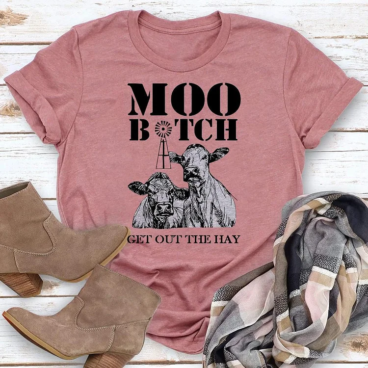 ANB - Moo B!tch Get Out The Hay - Moo Cow Retro Tee-04896