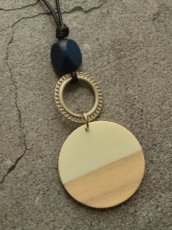 Simple Resin Round Ring Color-Block Necklace