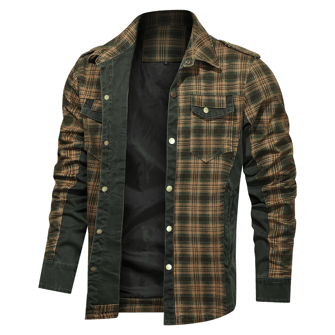 Men's plaid stitching Denali Shirt - Devcarry