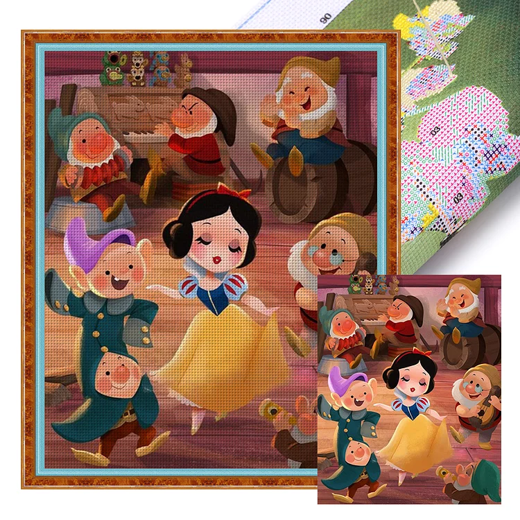 【Yishu Brand】Disney Snow White And The Dwarfs 11CT Stamped Cross Stitch 40*50CM