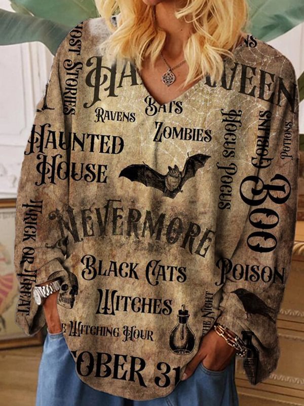 Vefave Vintage Halloween Elements Inspired Oversize T Shirt